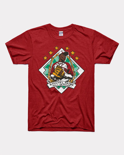 KC Monarchs Satchel Paige T-Shirt from Homage. | Ash | Vintage Apparel from Homage.