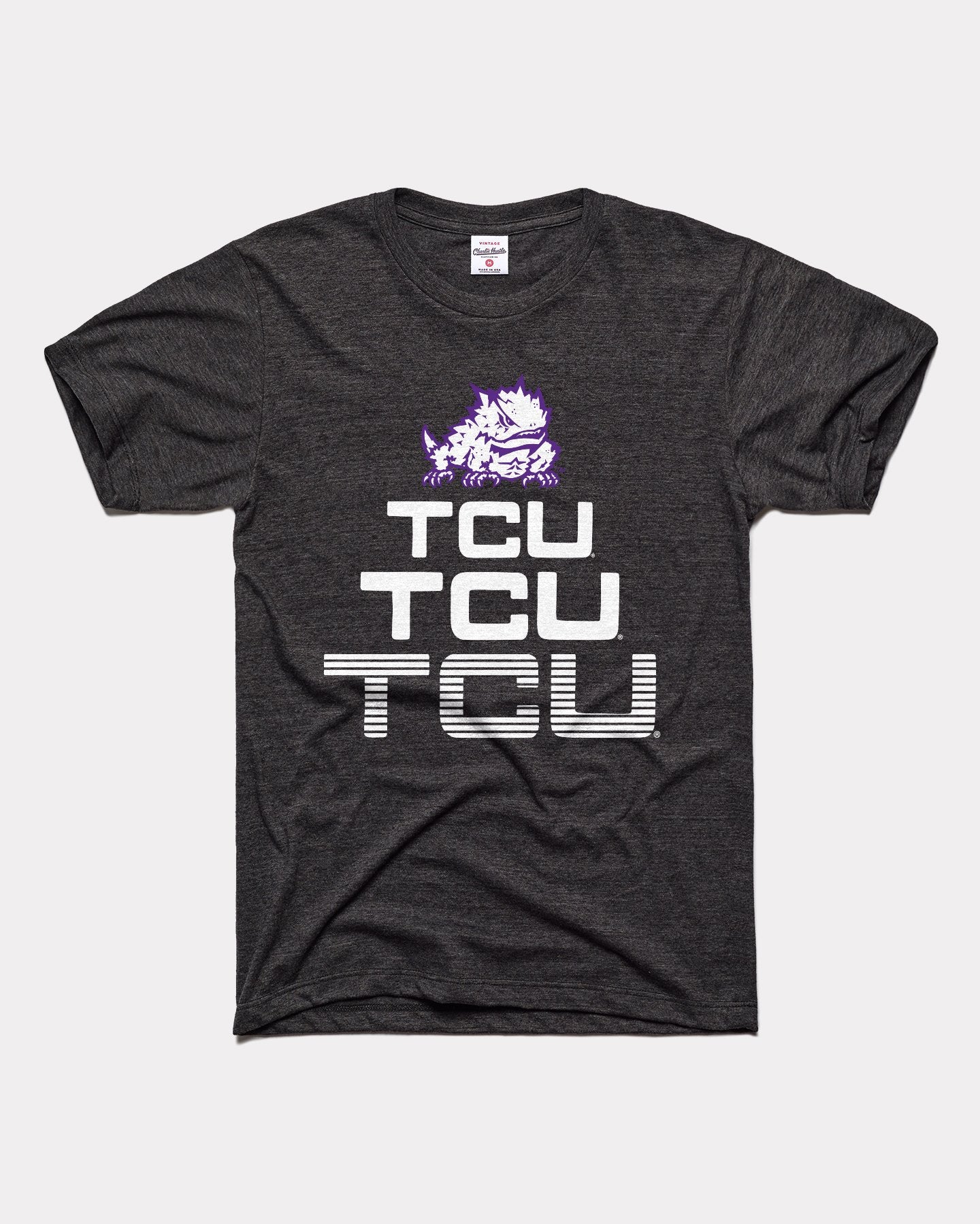 Texas Christian University Stacked Vintage Black T-Shirt