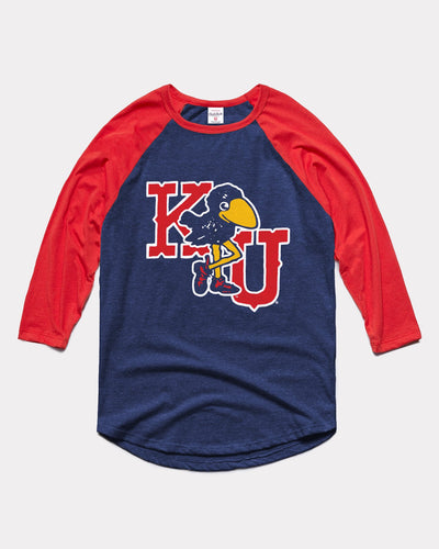 KC Monarchs Arch White & Red Baseball Raglan | Charlie Hustle 3115 / XXL