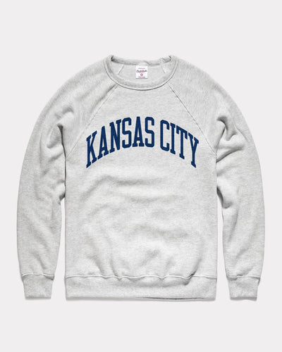 Ash & Navy Blue Kansas City Arch Vintage Crewneck Sweatshirt