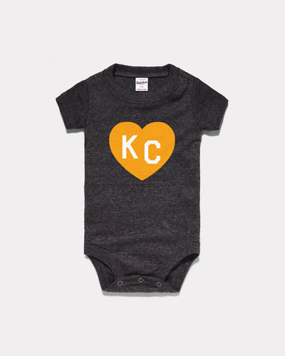 CHARLIE HUSTLE  KIDS KC HEART ONESIE - RED & GOLD - Westside Storey