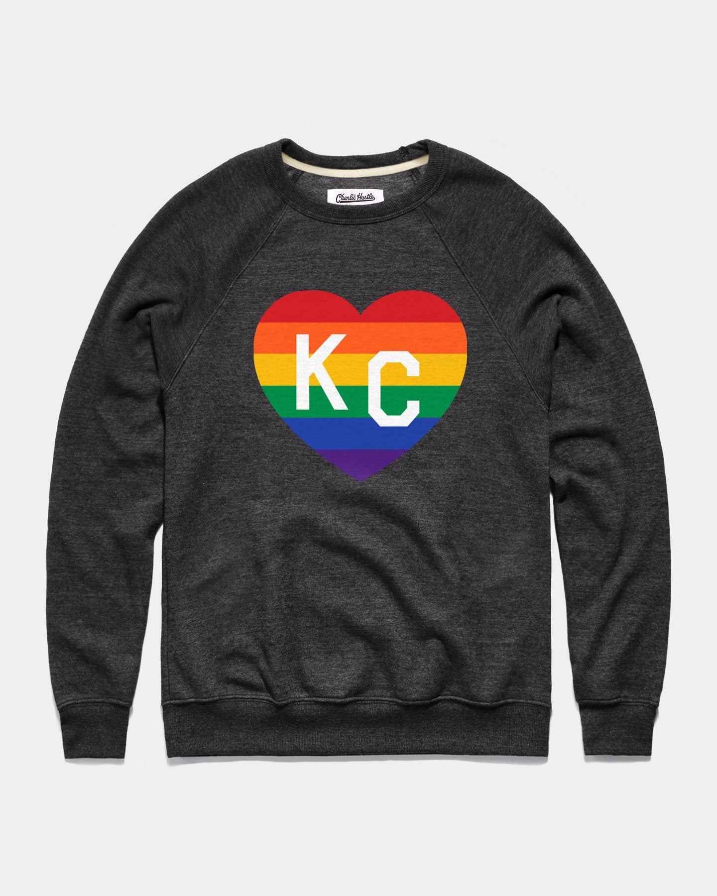 KC Pride Heart Vintage Black Crewneck Sweatshirt