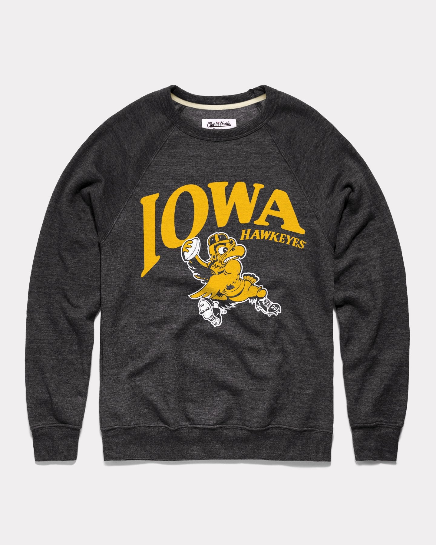 University Of Iowa Hawkeyes Pennant Vintage Black Crewneck Sweatshirt