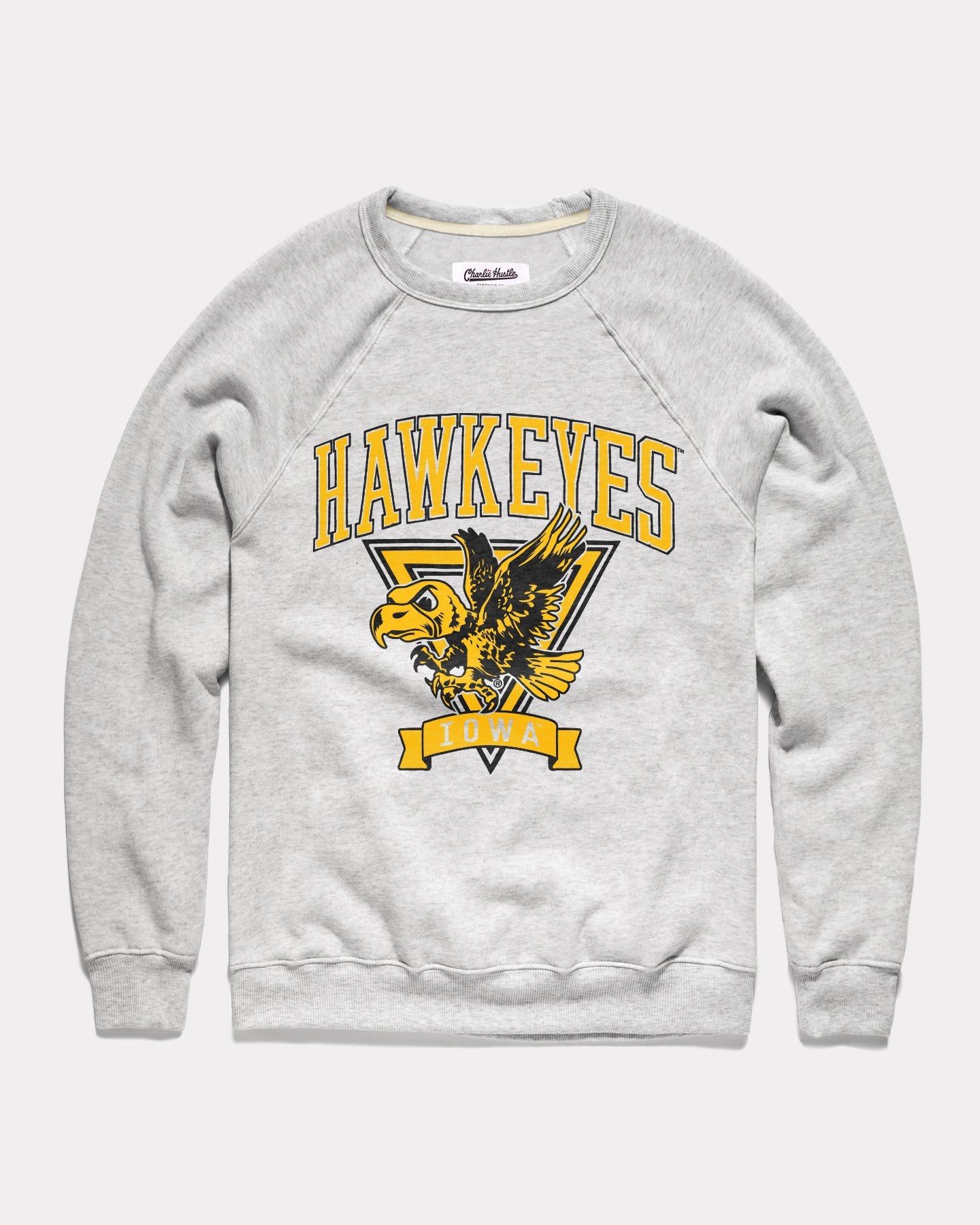 Iowa Hawkeyes Showcase Vintage Ash Grey Crewneck Sweatshirt