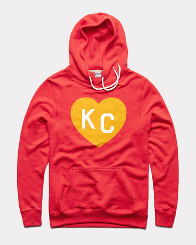 Red & Teal KC Heart Vintage Hoodie Sweatshirt | Charlie Hustle 10 / L