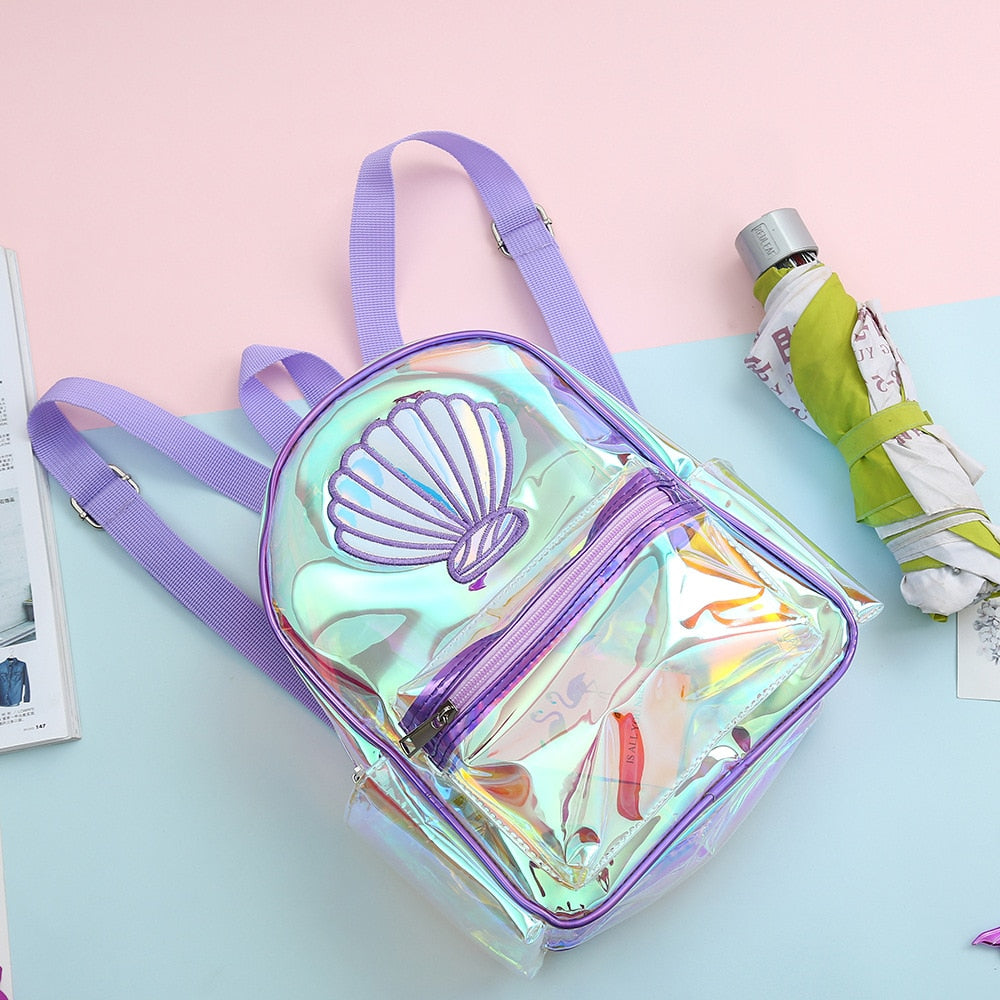 Cute Mermaid Fish Tail Laser Transparent Backpack - SitACup