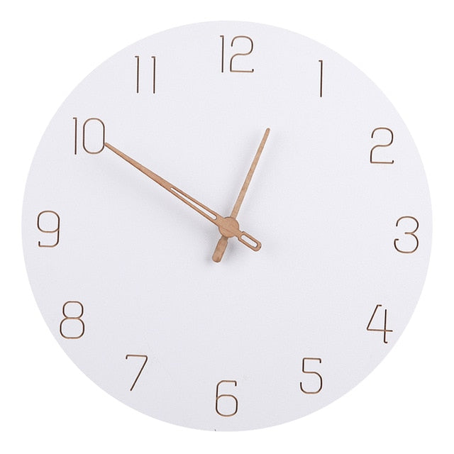 Minimal Pure White Gold Hand 12 Inch Simple Silent Wall Clocks Nordic ...