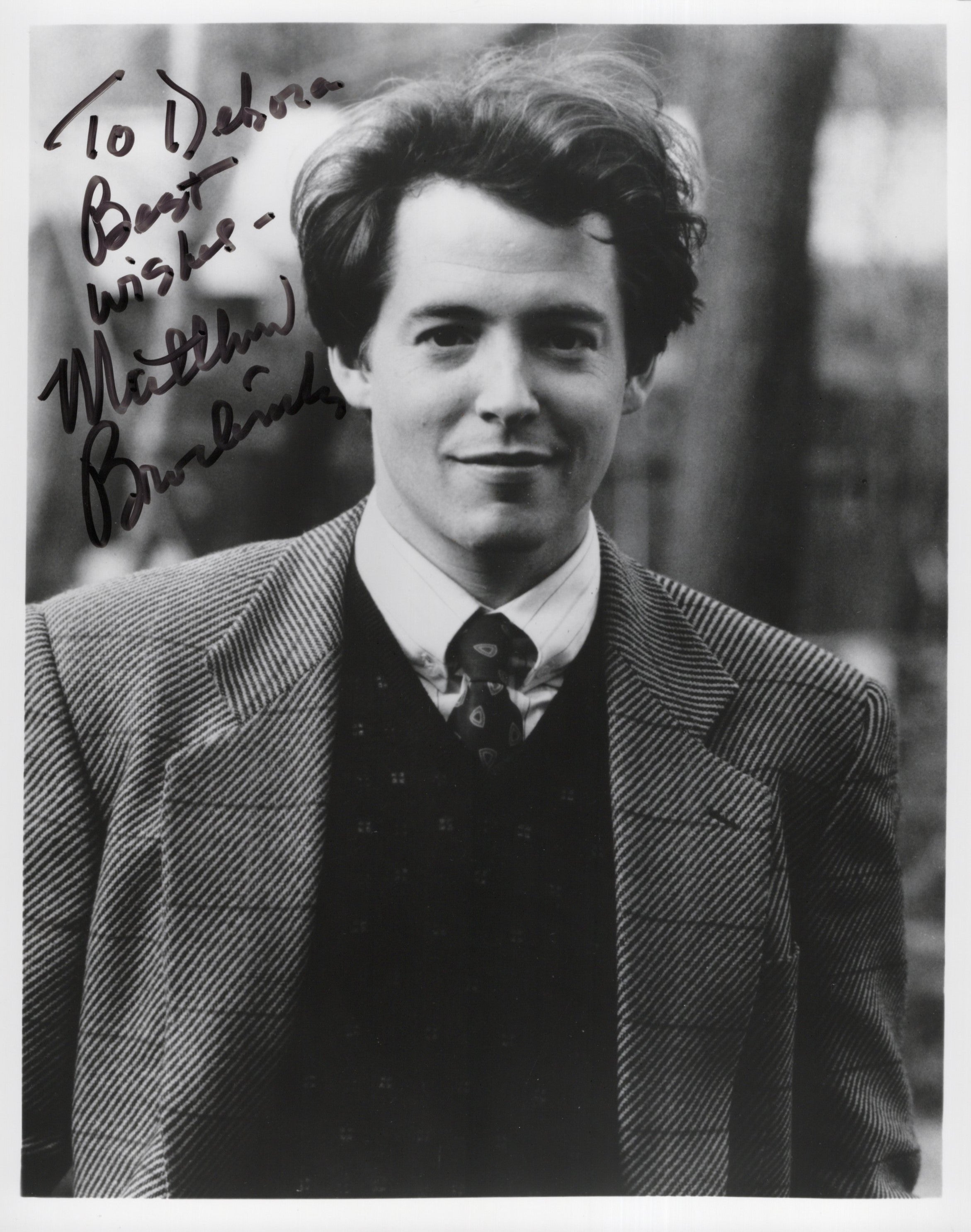 Matthew Broderick Signed Photo 8x10 B&W Personalized "To Deborah Best Wishes", Matthew Broderick Autograph