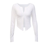 White Black Zip Up T-shirt Ribbed Knitted Long Sleeve Strech Irregular Casual Sexy Women Autumn Tops 2019 Streetwear