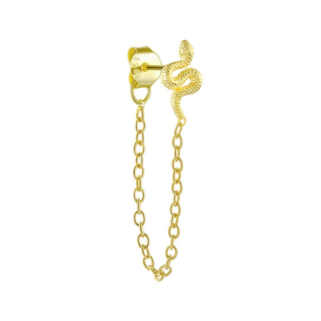 1pcs Gold Silver Color Lightning/Snake Chain Stud Earrings for Women 925 Sterling Silver Tassel Earrings Fashion Jewelry