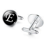 Men's Fashion A-Z Single Alphabet Cufflinks Silver Color Letter Cuff Button for Male Gentleman Shirt Wedding Cuff Links Gifts