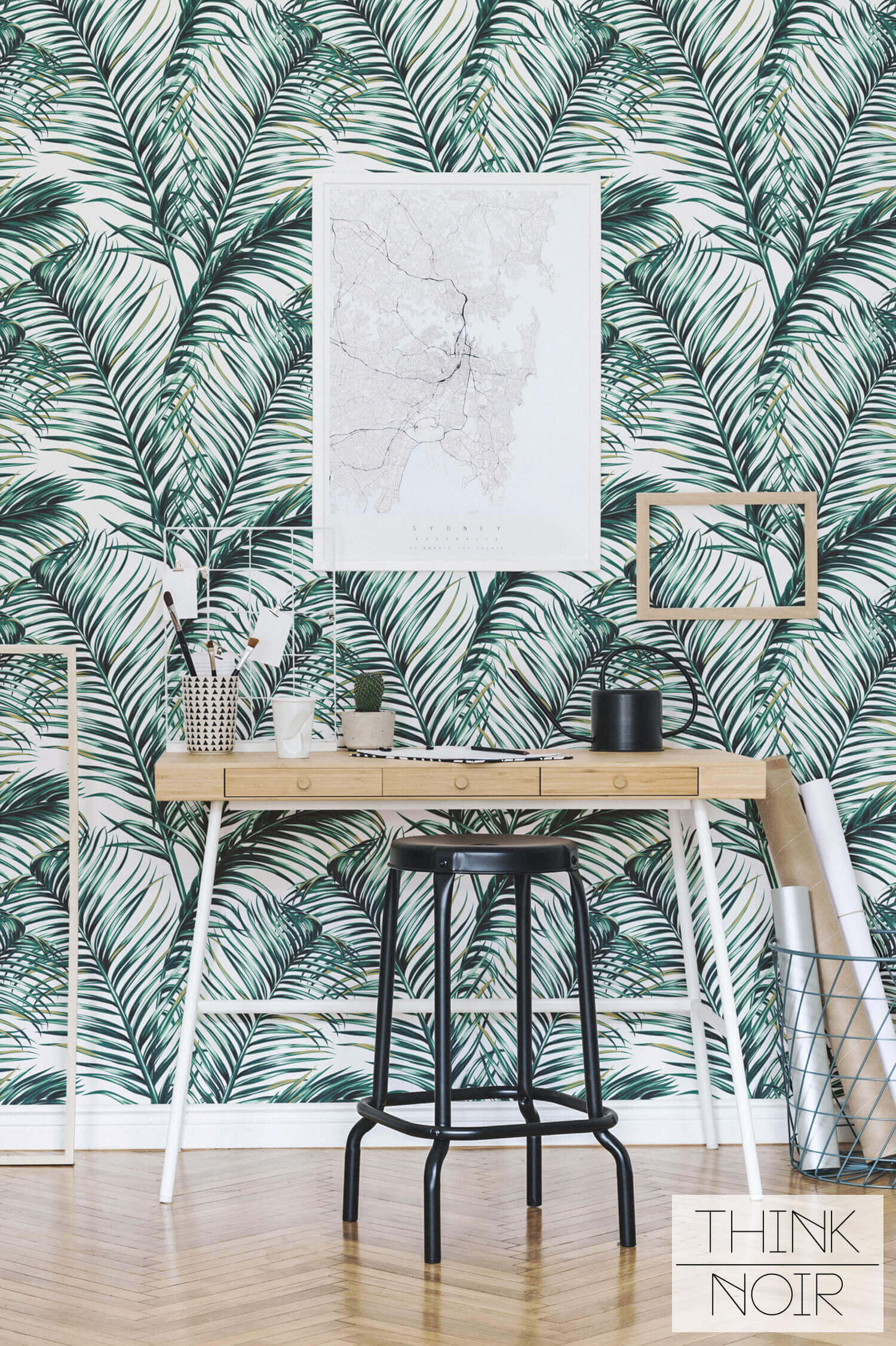 Jungle Vibes Palm Leaf Wallpaper For Walls Thinknoirwallpaper