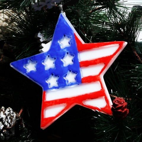American Star Fused Glass Ornament