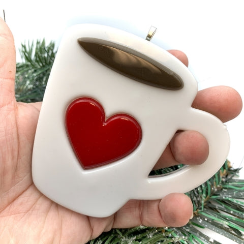 Coffee Lovers Fused Glass Ornament