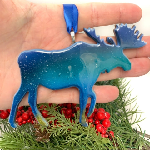 Moose Fused Glass Ornament