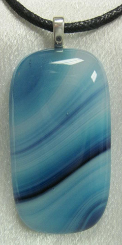 Multicolored Blue Fused Glass Pendant