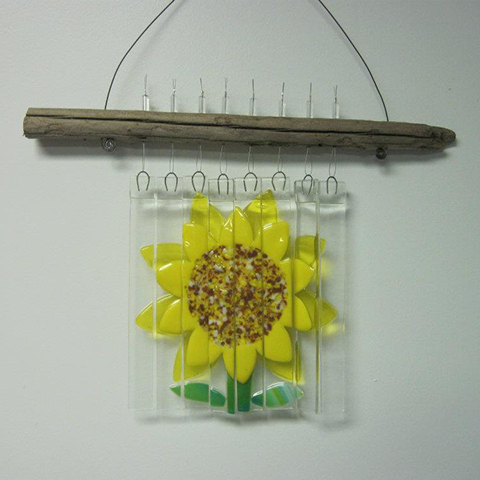Fused Glass Sunflower windchimes