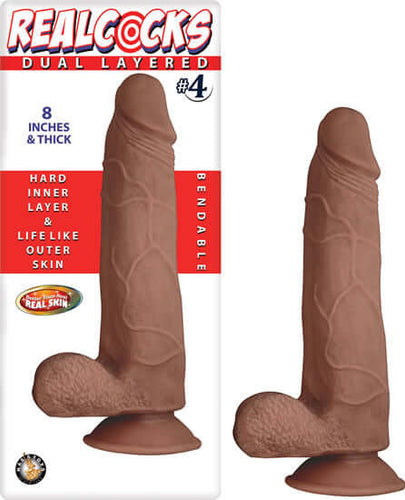 Nasstoys Real Cocks Dual Layered number 4 Brown 8 inches at $29.99