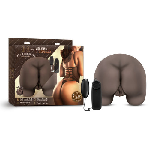 Blush Novelties Hot Chocolate Luscious Tiana Vibrating Life Sized Ass Chocolate Brown Life Size Realistic Ass Masturbator at $79.99