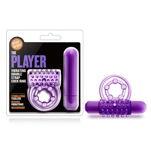 Blush Novelties Play With Me The Player Vibrating Double Strap Cock Ring Purple at $12.99