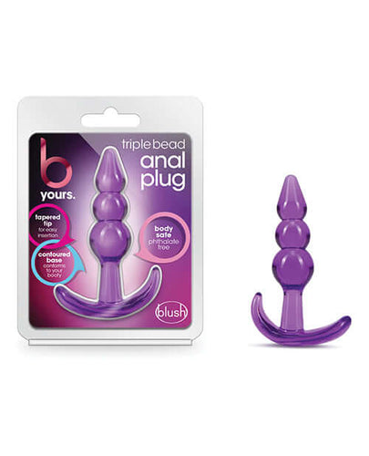 Blush Novelties B Yours Triple Bead Anal Plug Purple at $7.99