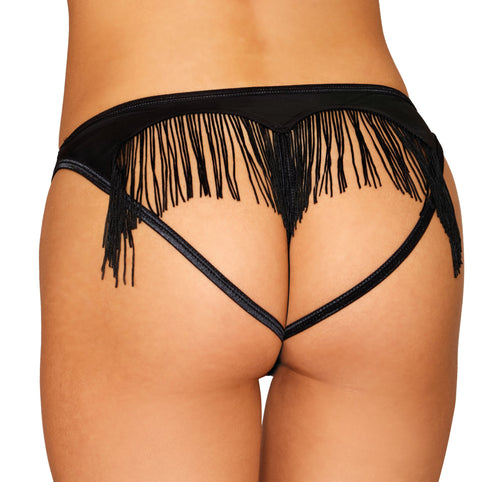 HEART BACK PANTY W/ FRINGE BLACK SMALL-0