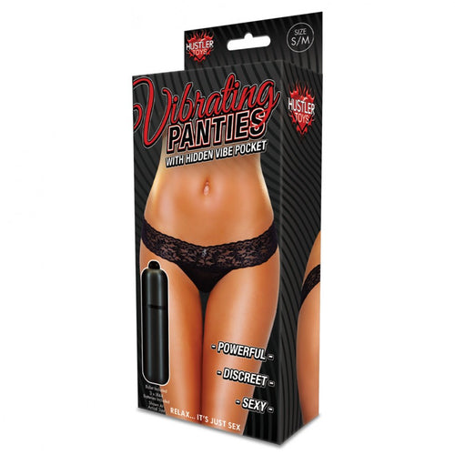 Electric / Hustler Lingerie Hustler Toys Vibrating Lace Thong Panty Black Small Medium at $19.99