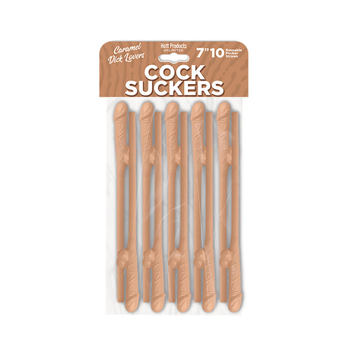 HOTT Products Cock Suckers Pecker Straws Caramel Lovers 7 inches penis shaped 10 Pack at $3.49