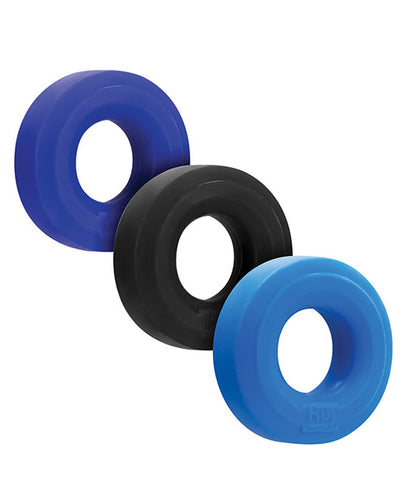 OXBALLS Hunky Junk HUJ C-Rings 3 Pack Blue/Multi-Color Cock Rings from Oxballs at $13.99