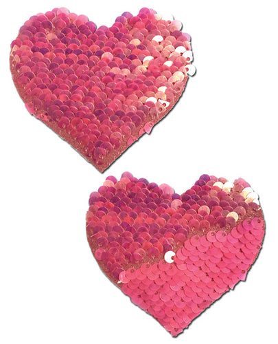 Pastease Pastease Hot Pink and Matte Pink Color Changing Sequin Hearts Nipple Pasties at $8.99