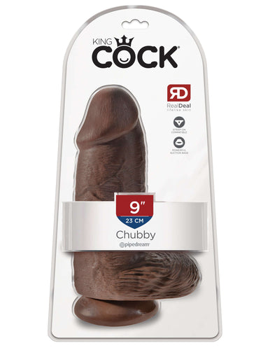 Pipedream Products King Cock Chubby 9 inches Cock with Balls Brown Dildo Real Deal RD at $64.99