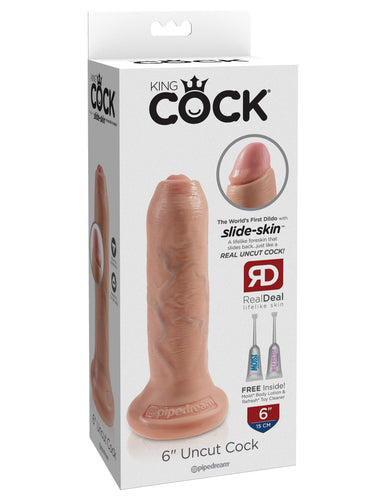 Pipedream Products King Cock 6 inches Uncut Cock Beige Dildo Real Deal RD at $36.99