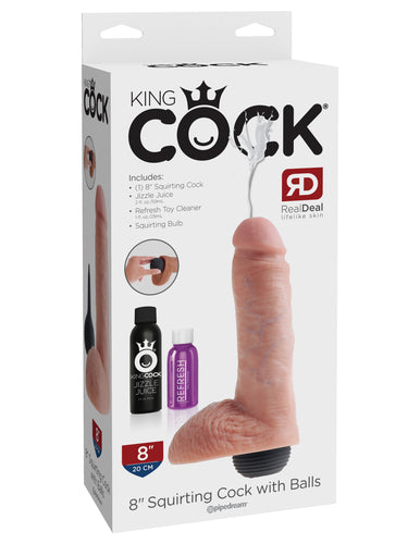 Pipedream Products King Cock 8 inches Squirting Cock with Balls Beige Dildo at $49.99