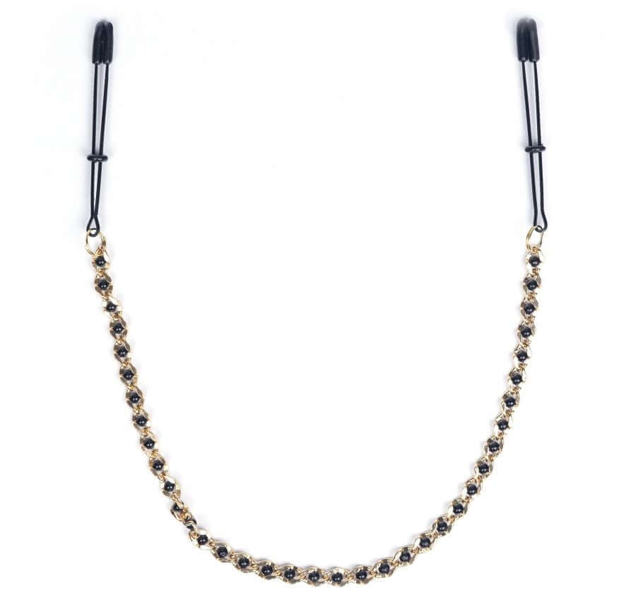 Black Tweezer Nipple Clamps with Beaded Chain