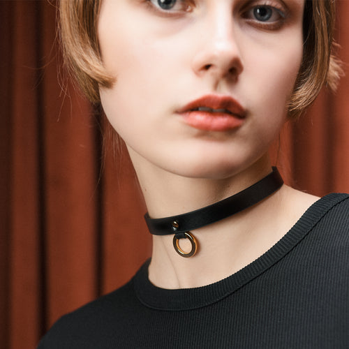 UPKO UPKO Luxury Italian Leather Thin Choker - Black at $34.99