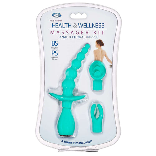 Cloud 9 Novelties Cloud 9 Health and Wellness Anal, Clitoral and Nipple Massager Kit Teal at $36.99