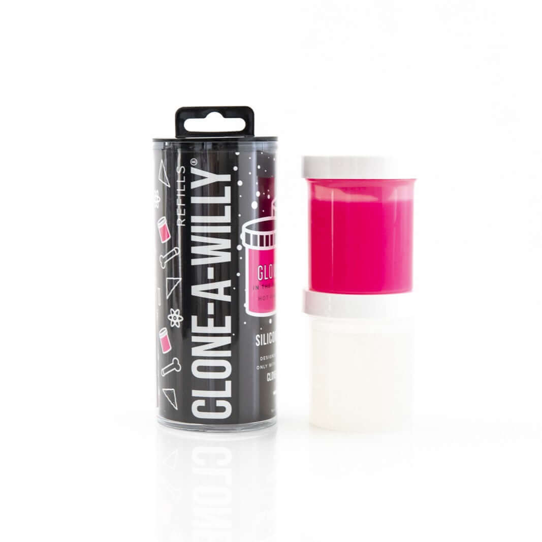 Clone-A-Willy Hot Pink Glow in the Dark Silicone Refill Kit
