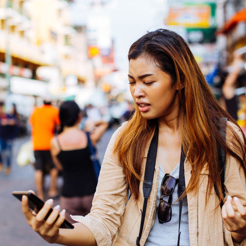 woman angry at phone