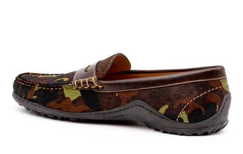 Bill "Hair On" Leather Penny Loafer - Camo Print