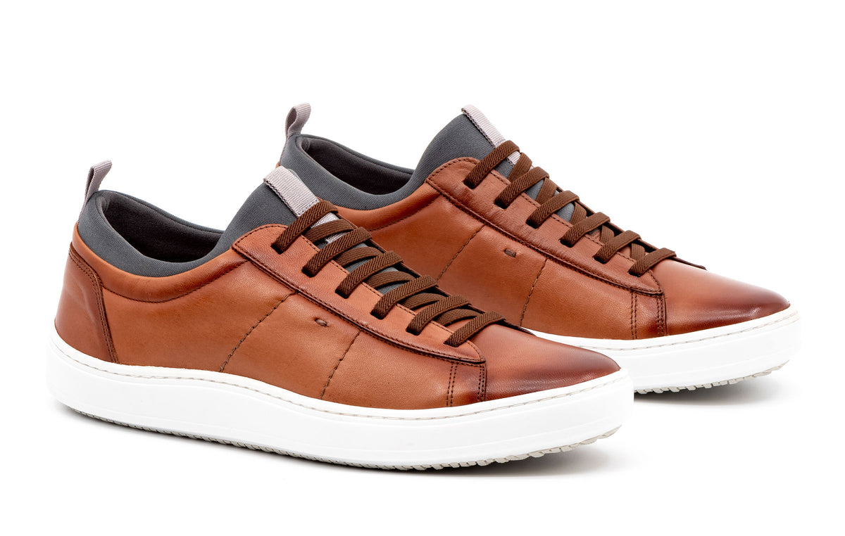 Cameron Hand Finished Sheepskin Leather Sneakers - Whiskey | Martin Dingman