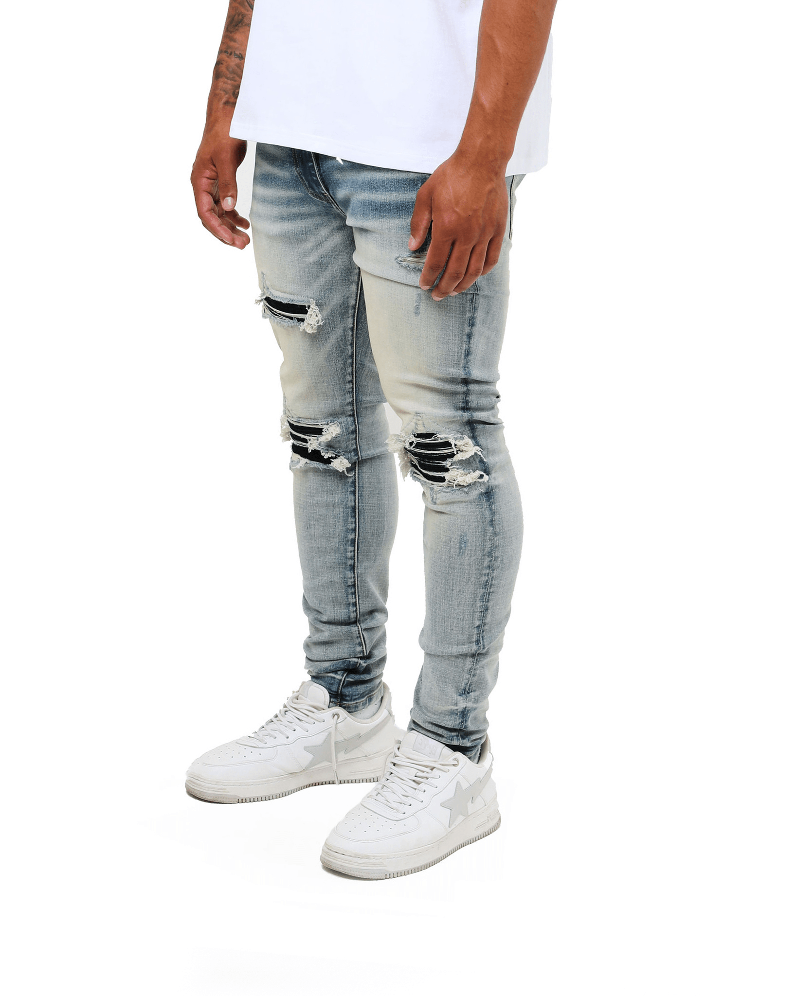 Amicci Cremano Black - Premium Ripped Distressed Denim Jeans