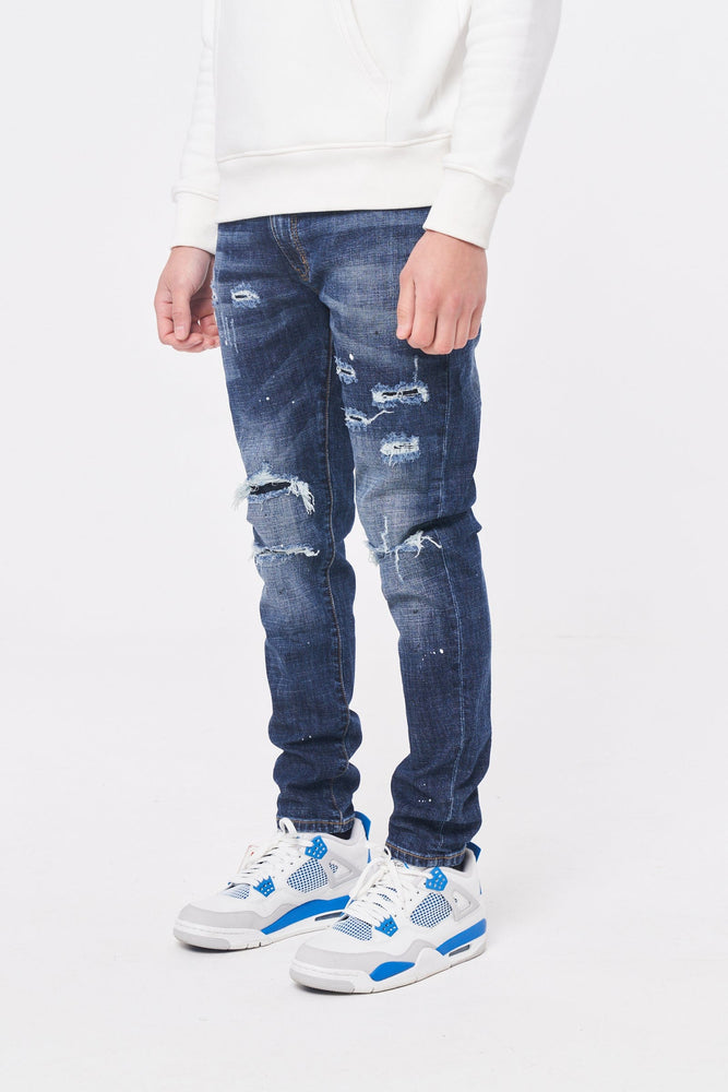 Men's Blue Ripped Skinny Jeans | Premium Denim Jeans | Amicci