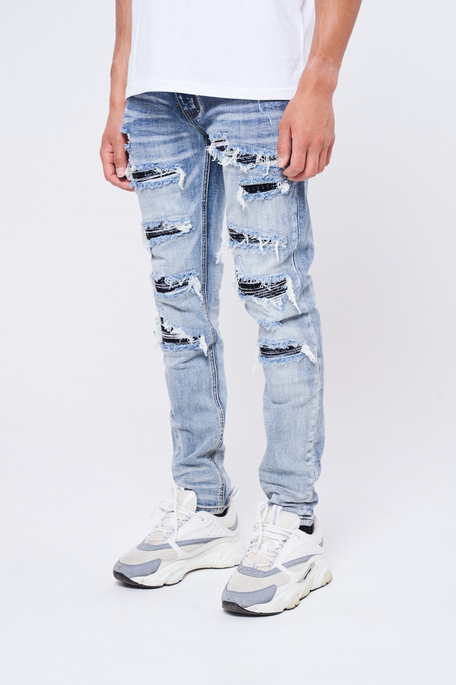 Amicci Premium Quality Men's Ripped Denim Jeans - Italian Styling