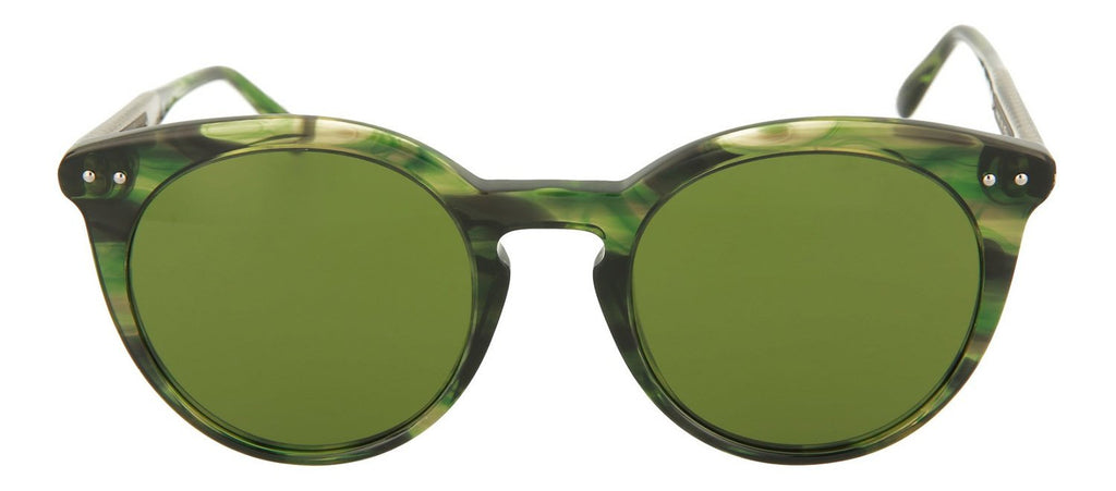 Bottega Veneta Sporty Oval Acetate Sunglasses in Green