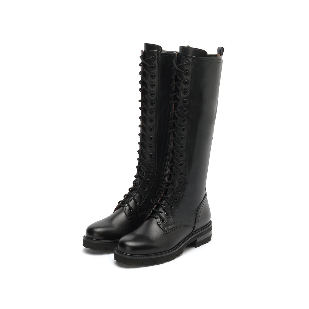 calf high combat boots