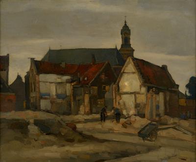 Gezicht op de Nieuwkerk vanaf de Riedijk  - Dordrechts Museum