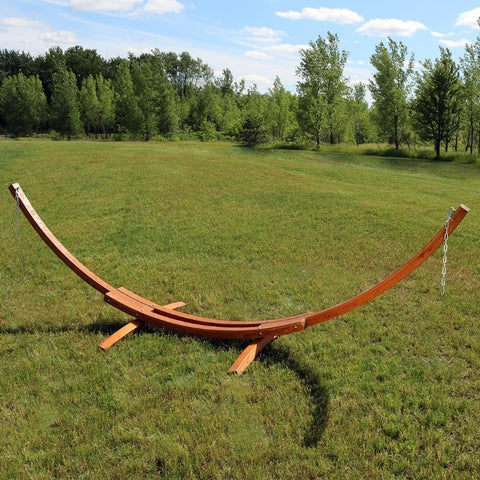 When asking yourself how to choose a hammock stand for your unique stylish, you can't go wrong with this wooden stand