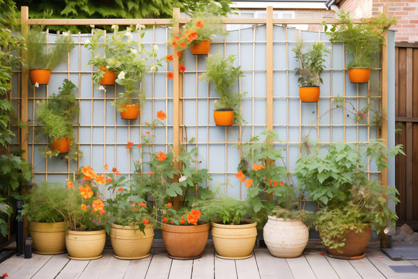 Secured planters on trellis