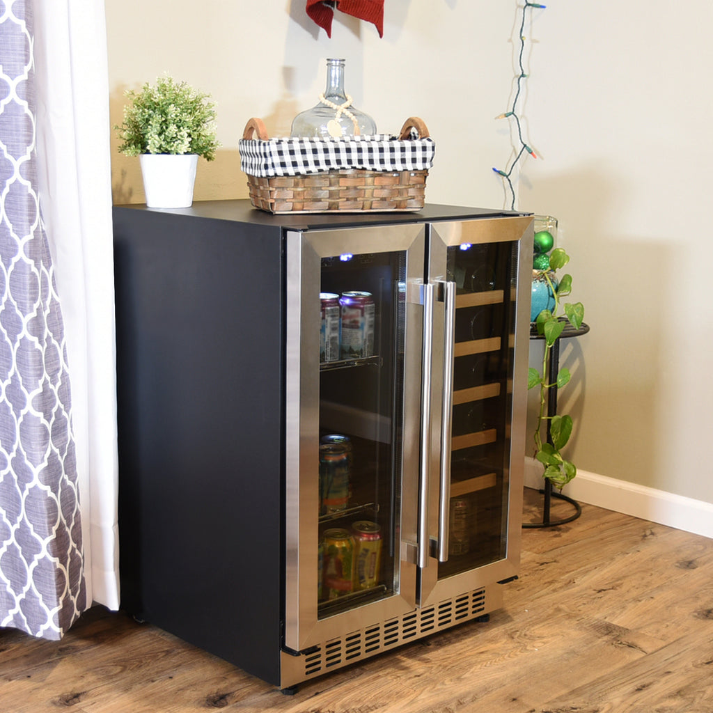 20-Bottle/63-Can Dual Zone Beverage and Wine Refrigerator