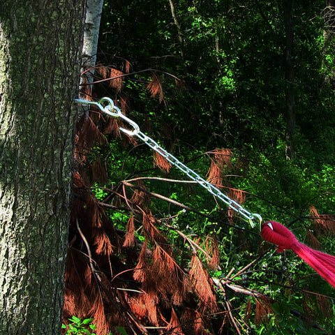 Hang hardware kit used to hang a hammock from a tree.